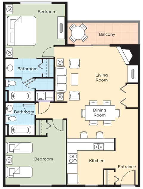 Standard Condo, 2 Bedrooms, Non Smoking, Kitchen | Iron/ironing board, WiFi, bed sheets