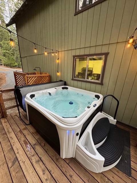 After a day exploring the pines, the hot tub is waiting