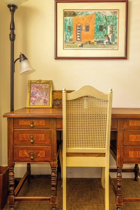 Work in style at this vintage-inspired wooden desk