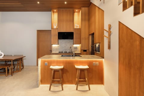 Deluxe Villa, Balcony, Pool View | Private kitchen | Coffee/tea maker, electric kettle, toaster, blender