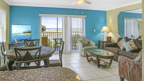 Condo, 2 Bedrooms, Balcony (Gulf Front) | Living area | Flat-screen TV, DVD player