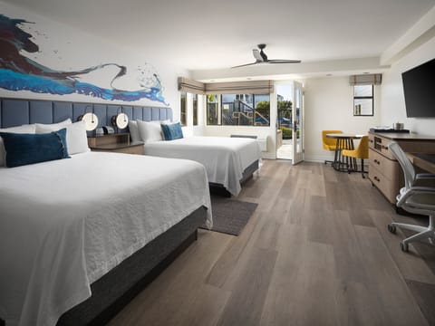 Premium bedding, desk, blackout drapes, iron/ironing board