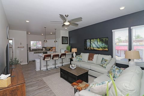 Open floor plan with bar counter