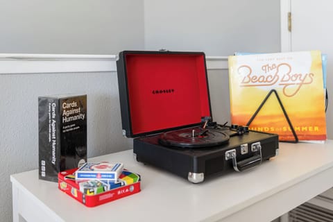Crosley record player and cards. (Cayucan Bungalow 224)