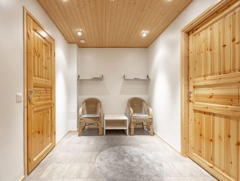 Downstairs lobby area where you can cool off after the sauna