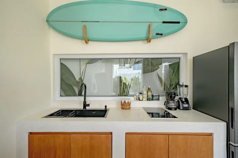 Deluxe Villa, 1 Bedroom, Patio, Pool View | Private kitchen | Fridge, microwave, stovetop, electric kettle