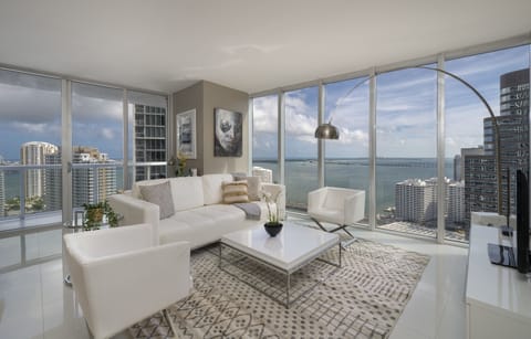 Presidential Apartment, 2 Bedrooms, Balcony, Ocean View | Living room | Flat-screen TV