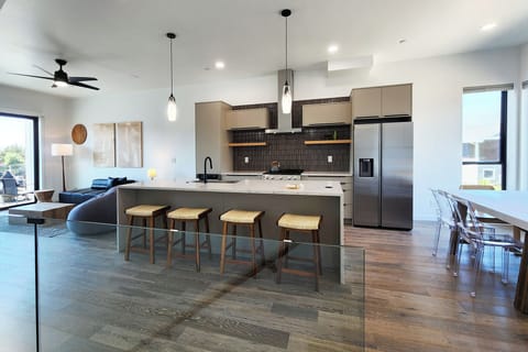 Large island with seating at the counter.