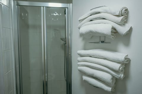Triple Room | Bathroom | Shower, hair dryer, towels, soap