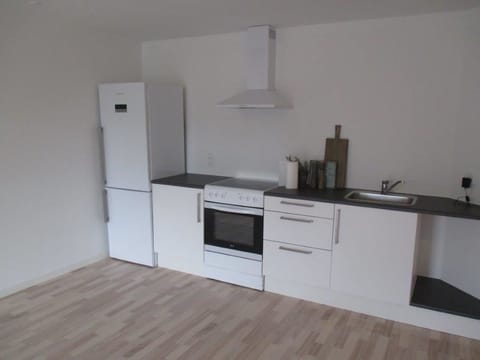 Full-size fridge, microwave, stovetop, coffee/tea maker