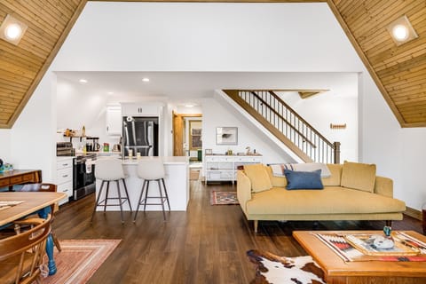 From the deck looking back into the living area and kitchen