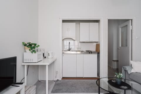 The apartment has a perfect little space for cooking, no matter the size of your meal