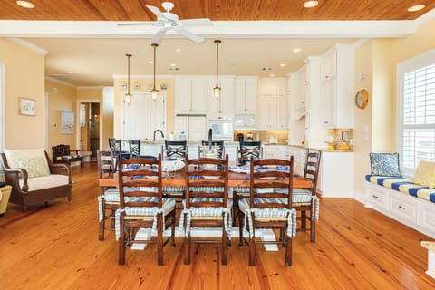 Enjoy family dinner or game nights at the large dining table