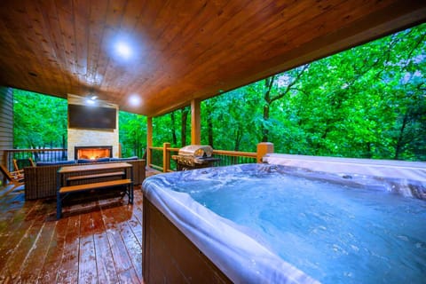 Soak your worries away in the hot tub at Fireside Fun