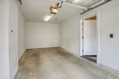 A small car garage is available for parking. 