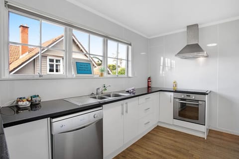 There is plenty of prep space and storage in the kitchen.