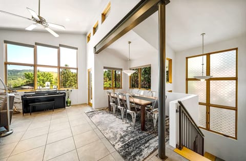 The dining room comfortably seats up to eight—perfect for shared meals.