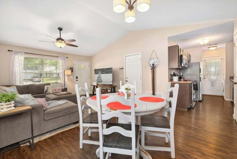 When you first enter our home, you'll be in the open concept living, dining and kitchen space.