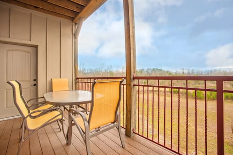 Unwind on the spacious deck, complete with comfortable seating that invites you to relax and take in the peaceful outdoor surroundings.