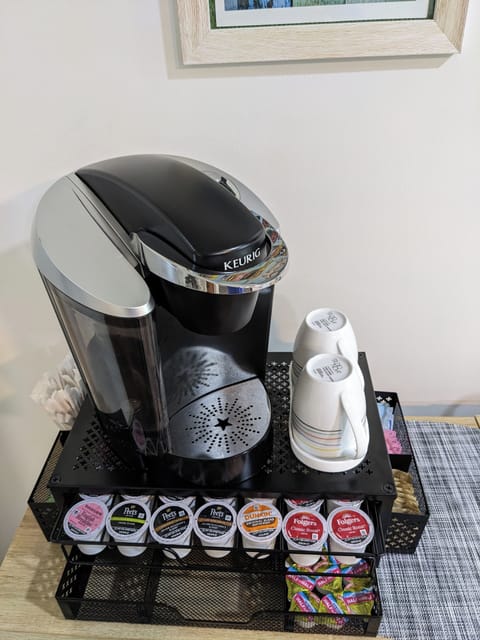 Stocked Keurig coffee station