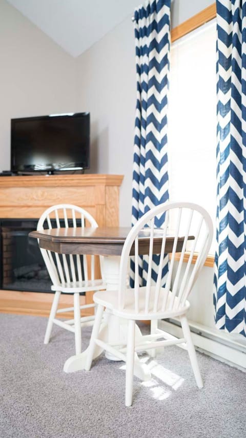 living Room fireplace/dining