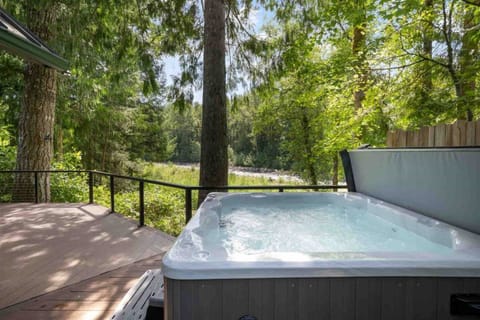 The hot tub is a favorite amenity perfect during warm summers and chilly winters.