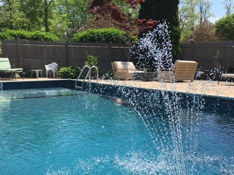 Seasonal outdoor pool, pool umbrellas, sun loungers