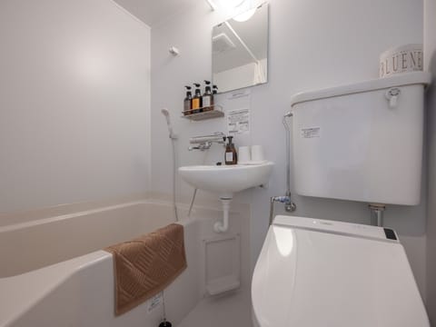 Combined shower/tub, free toiletries, hair dryer, towels