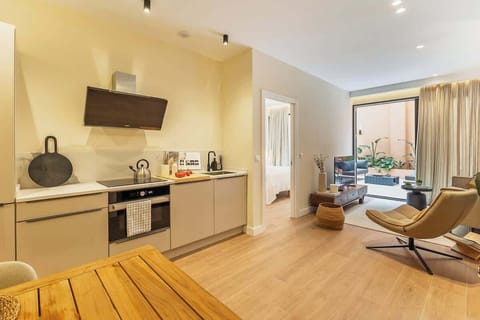 View from the living room facing the second bedroom and patio.