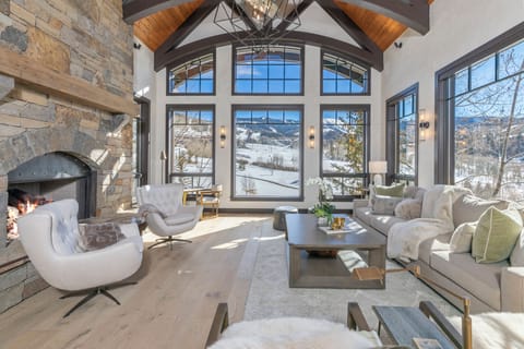 Main living room area at Vista Haus at Country Club overlooking the Telluride Ski Resort