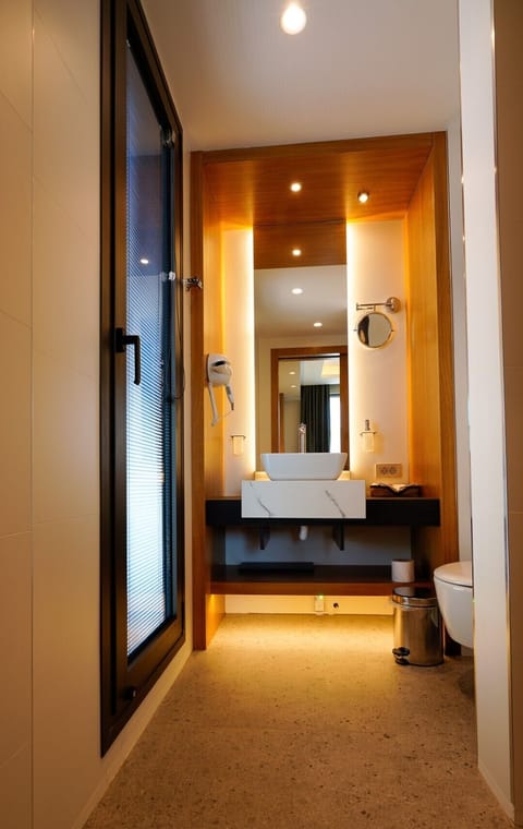 Deluxe Double Room, Balcony, Mountain View | Bathroom | Shower, rainfall showerhead, free toiletries, hair dryer