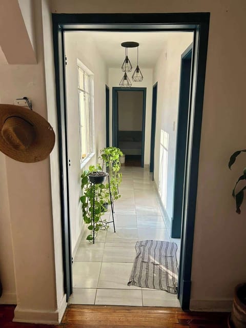 pasillo (sombreros de decoración, plantas de decoración, focos)