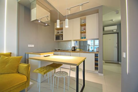 Business Apartment, 1 Bedroom, Kitchen (Nikola Tesla, 26-120) | Private kitchen | Fridge, microwave, stovetop, electric kettle