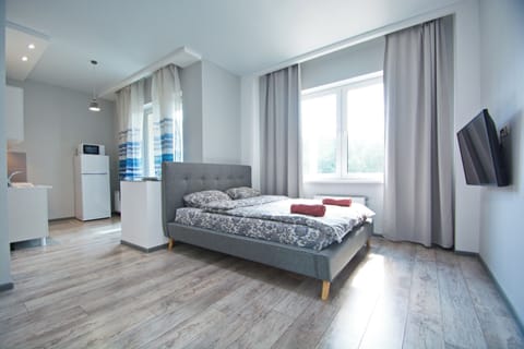Basic Apartment, 1 Queen Bed, Kitchen (Nezavisimosti prosp., 88-301) | Individually decorated, individually furnished, iron/ironing board