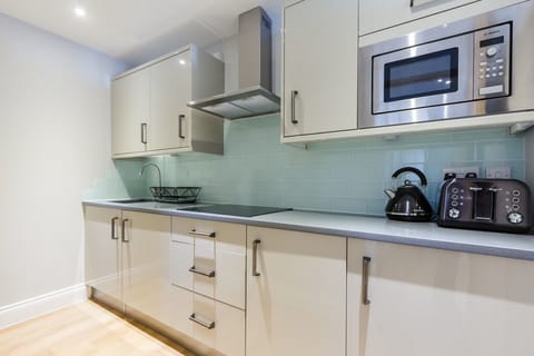 Luxury Apartment, 1 Bedroom | Private kitchen | Fridge, microwave, stovetop, electric kettle