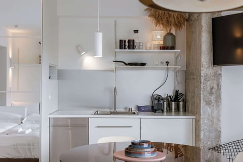 Compact Kitchenette with Coffee Station