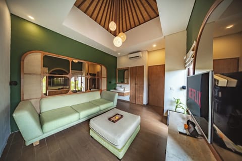 Two Bedroom Villa with Private Pool & Hot Tub | Living room | 50-inch LED TV with digital channels, Netflix