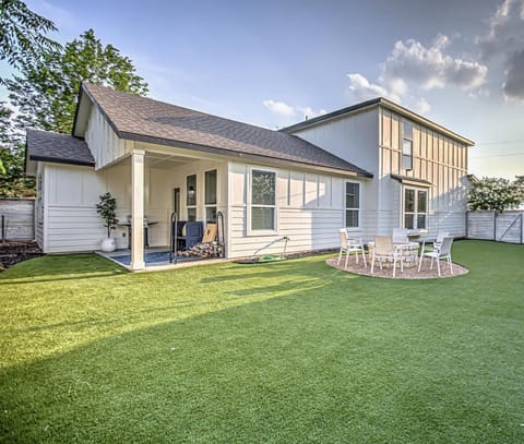 Spacious yard with fire pit area