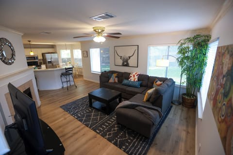 Living room with large smart TV