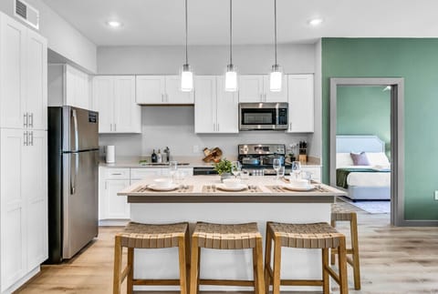 Kitchen with island dining