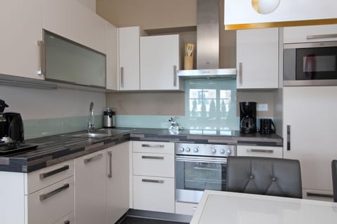Apartment, 1 Bedroom, Terrace (Excl. 113 EUR cleaning fee) | Private kitchen | Fridge, microwave, oven, stovetop