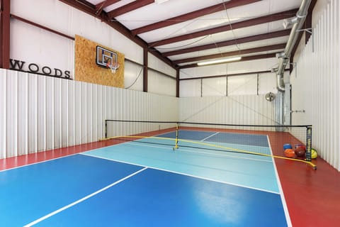 Private indoor pickleball court and basketball hoop!