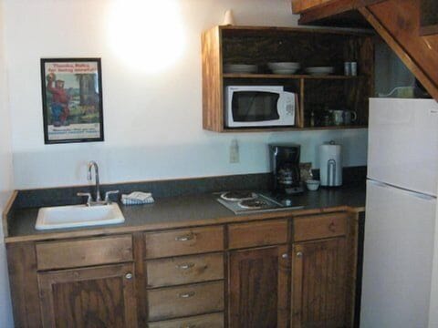 Cabin, 1 Queen Bed, Kitchen | Private kitchen | Fridge, microwave, coffee/tea maker