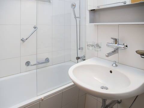 Bathroom, Bathroom Sink, Plumbing Fixture, Interior Design, Wall, Flooring, Sink, Floor, White, Tap