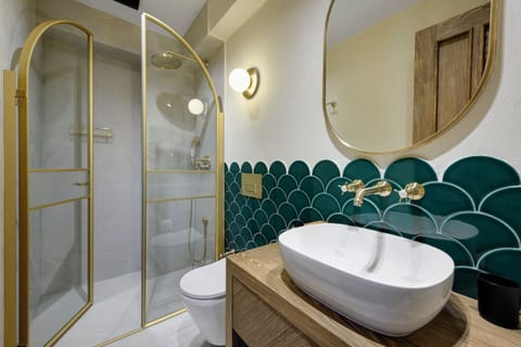 Deluxe Double Room | Bathroom | Shower, hair dryer, slippers, towels