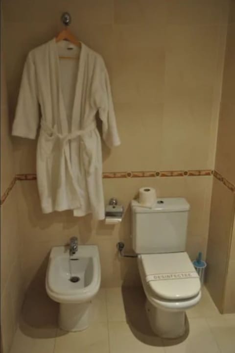 Combined shower/tub, free toiletries, hair dryer, towels