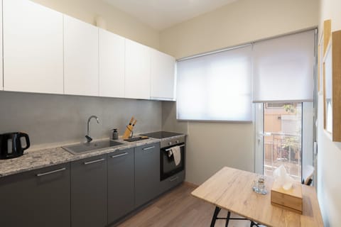Superior Apartment, 2 Bedrooms, Balcony, City View | Private kitchen | Fridge, microwave, oven, stovetop