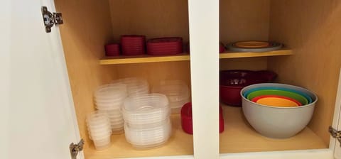 Food storage located to the right of the range. 