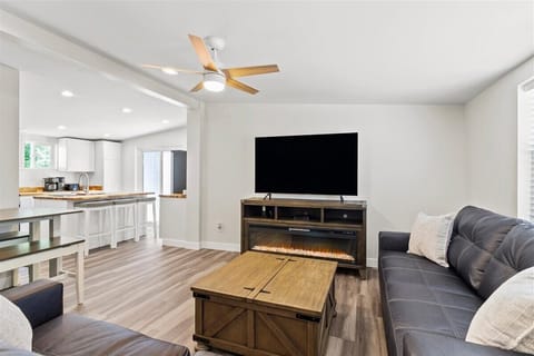 TV with fireplace stand