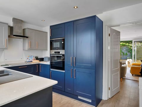 Flooring, Interior Design, Kitchen, Cabinetry, Kitchen Appliance, Wood, Countertop, Furniture, Ceiling, Floor